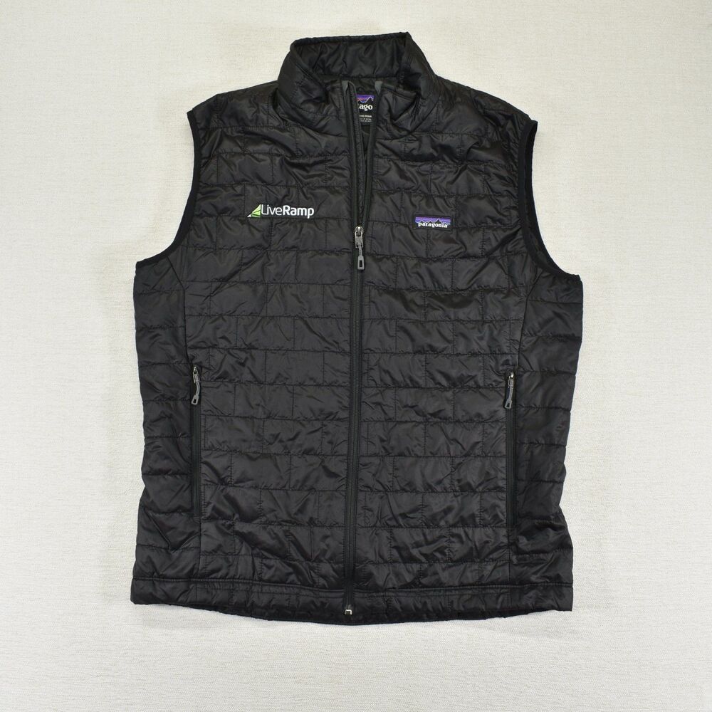 Patagonia Mens Nano Puff Vest Black Large L LiveRamp Logo PrimaLoft Puffer